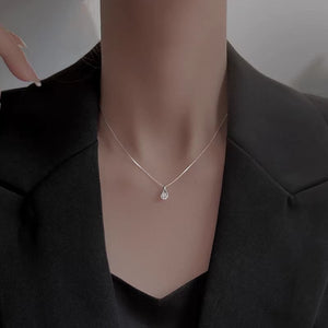 Hollow Teardrop Cage CZ Pendant Necklace - Perimade & Co.