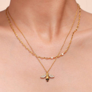 Honeybee Pave CZ Insect Pendant Necklace - Perimade & Co.