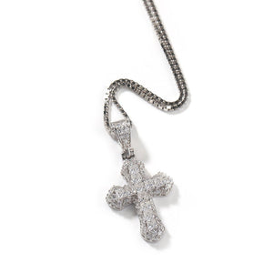 Iced Out Pink CZ Cross Box Chain Necklace - Perimade & Co.