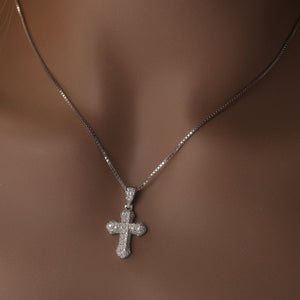 Iced Out Pink CZ Cross Box Chain Necklace - Perimade & Co.