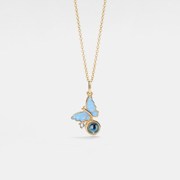 Blue Butterfly Photo Projection Necklace