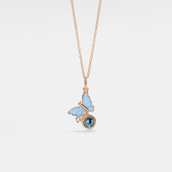 Blue Butterfly Photo Projection Necklace