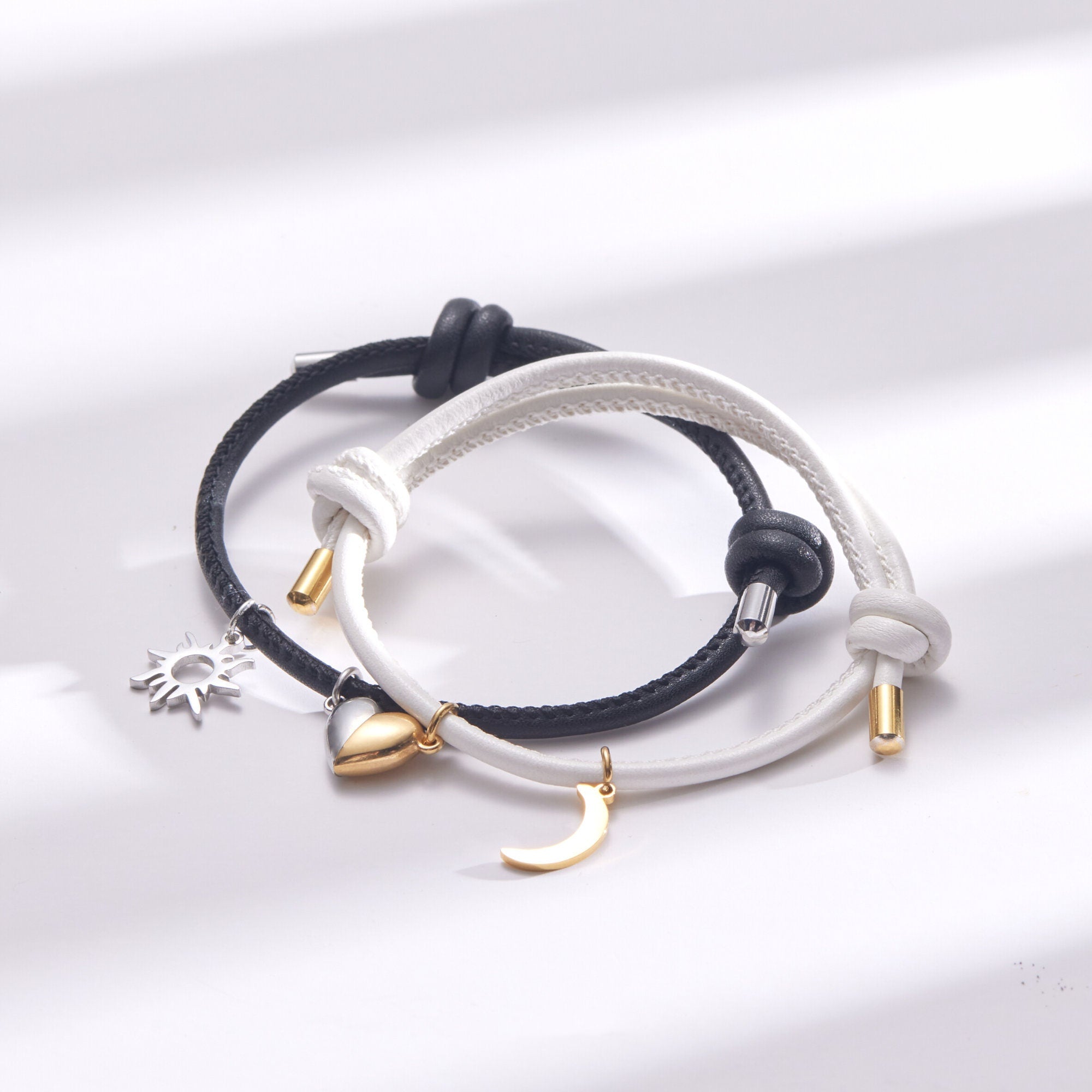 Magnetic Heart Sun Moon Couple Bracelet
