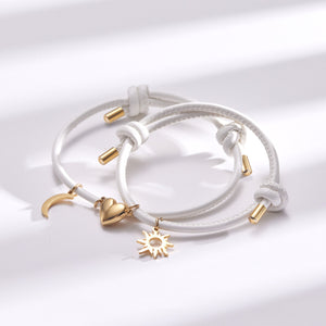 Magnetic Heart Sun Moon Couple Rope Bracelet
