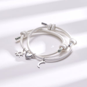 Magnetic Heart Sun Moon Couple Rope Bracelet