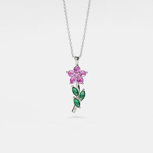 Purple Yellow Flower Pendant Necklace