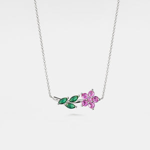 Purple Yellow Flower Pendant Necklace