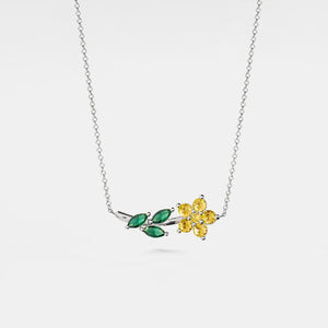 Purple Yellow Flower Pendant Necklace