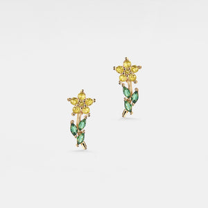 Small Purple Yellow Flower Stud Earrings