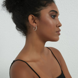 Daisy Flower Statement C Hoop Earrings