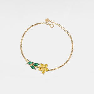 Purple Yellow Flower Charm Stacking Bracelet