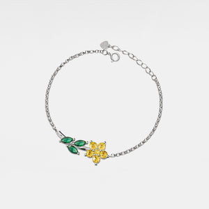 Purple Yellow Flower Charm Stacking Bracelet