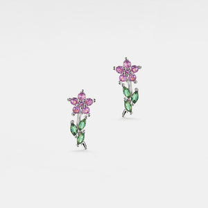Small Purple Yellow Flower Stud Earrings