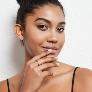 Pink Tulip Flower Stacking Bypass Ring