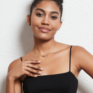 Small Purple Yellow Flower Stud Earrings