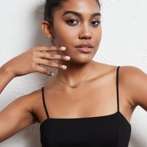 Purple Yellow Flower Pendant Necklace