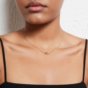 Pink Tulip Flower Pendant Necklace