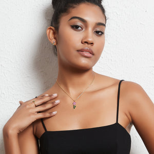 Purple Yellow Flower Stacking Bypass Ring