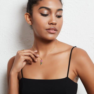 Purple Yellow Flower Pendant Necklace