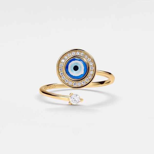 Glass Evil Eye Fidget Spinner Ring