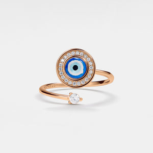 Glass Turkish Evil Eye Fidget Spinner Ring