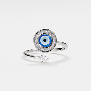Glass Turkish Evil Eye Fidget Spinner Ring