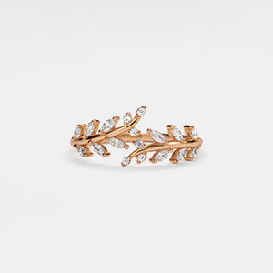 Olive Leaf Vine Branch Stacking Bypass Ring