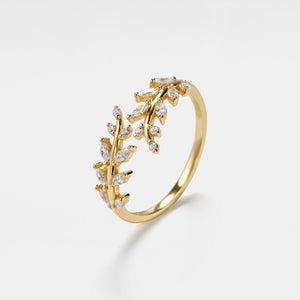 Olive Leaf Vine Branch Stacking Bypass Ring
