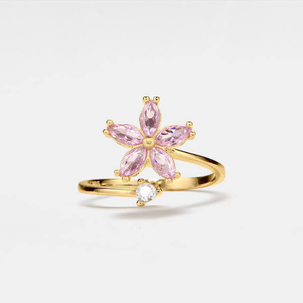 Pink Flower Fidget Spinner Ring