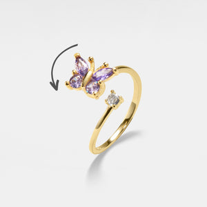 Purple Butterfly Fidget Spinner Bypass Ring