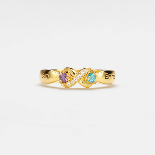Double Birthstone Mobius Ring
