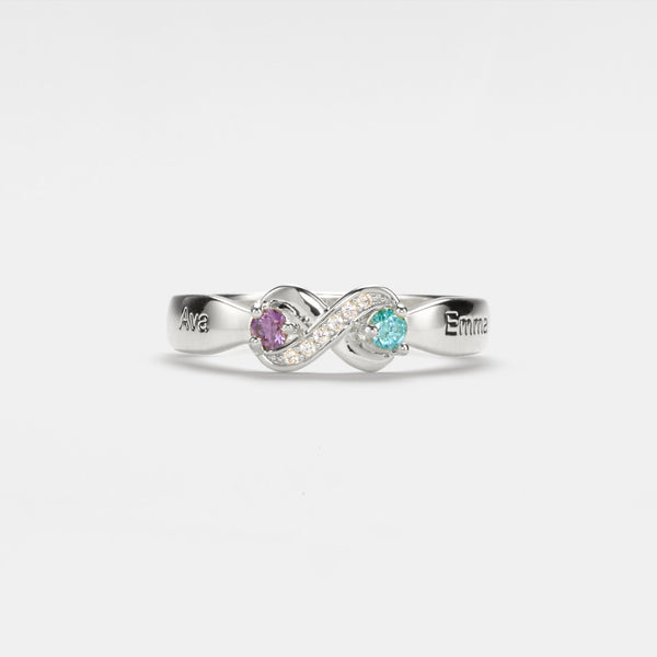 Double Birthstone Mobius Ring