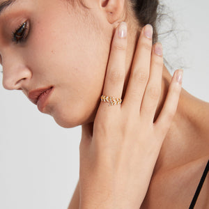 Olive Leaf Vine Branch Stacking Bypass Ring