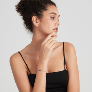 Purple Yellow Flower Charm Stacking Bracelet