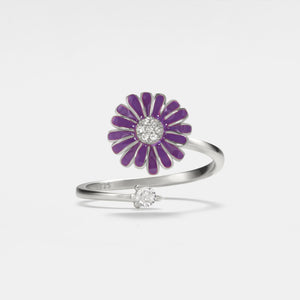 Purple Daisy Anxiety Fidget Spinner Ring