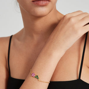 Purple Yellow Flower Charm Stacking Bracelet