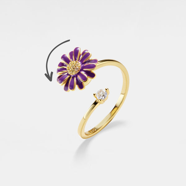 Purple Daisy Anxiety Fidget Spinner Ring