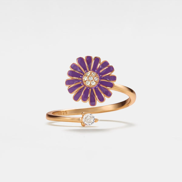 Purple Daisy Anxiety Fidget Spinner Ring