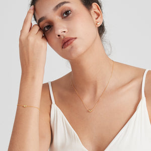 Gold Kidney Bean Charm Stacking Bracelet