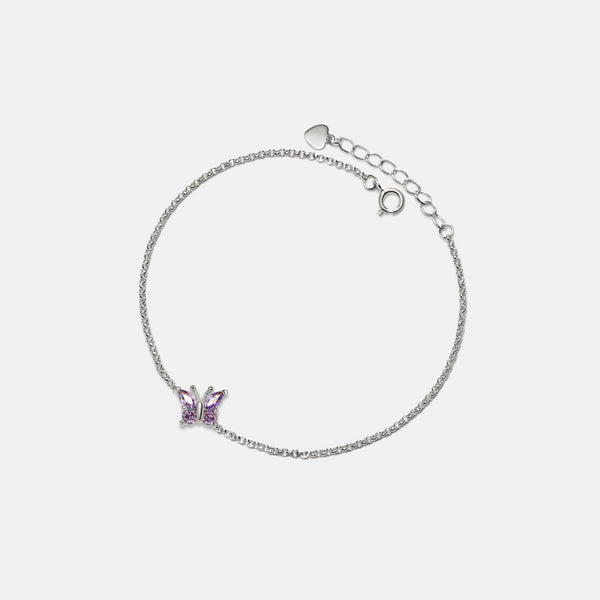 Amethyst Butterfly Charm Anklet