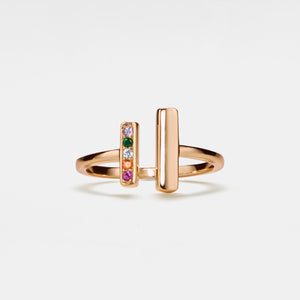 Regenbogenfarbener Edelsteindrahtring