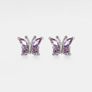Purple Butterfly Statement Stud Earrings