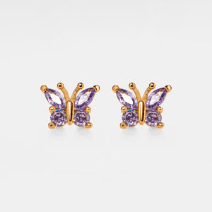 Purple Butterfly Statement Stud Earrings