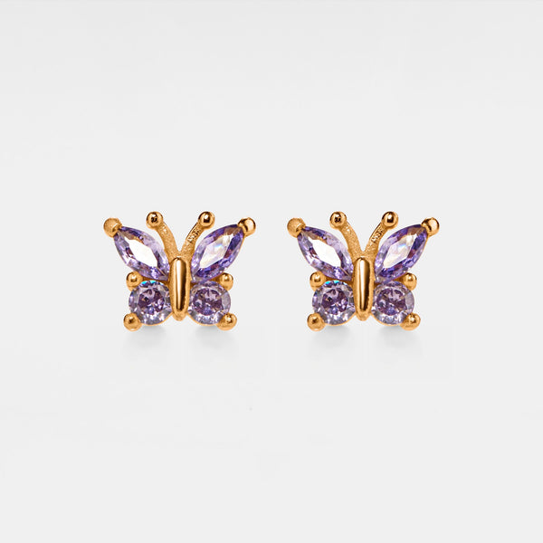 Amethyst Butterfly Stud Earrings