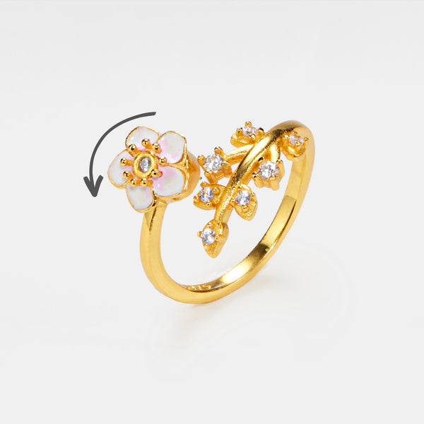 Cherry Blossom Leaf Fidget Spinner Ring