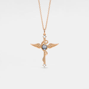 Serpent Cross Photo Projection Necklace