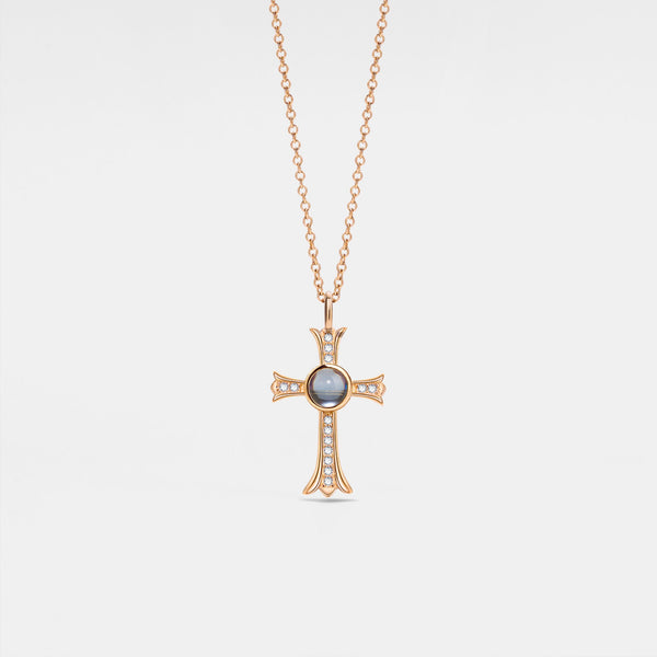 Iris Cross Photo Projection Necklace