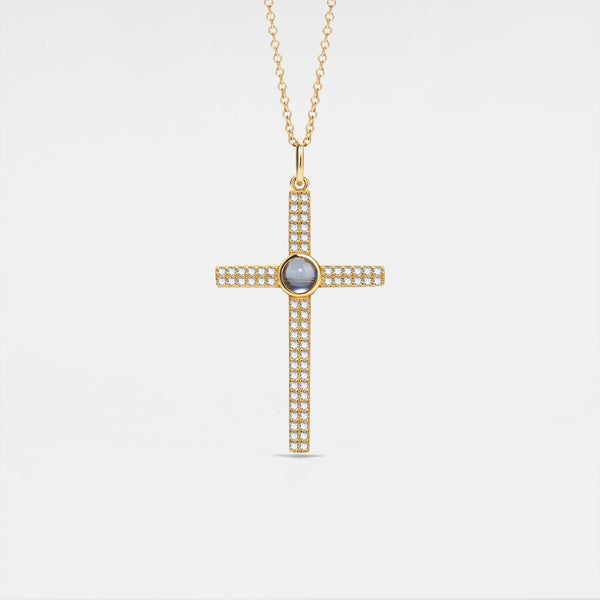 Custom Cross Photo Projection Necklace