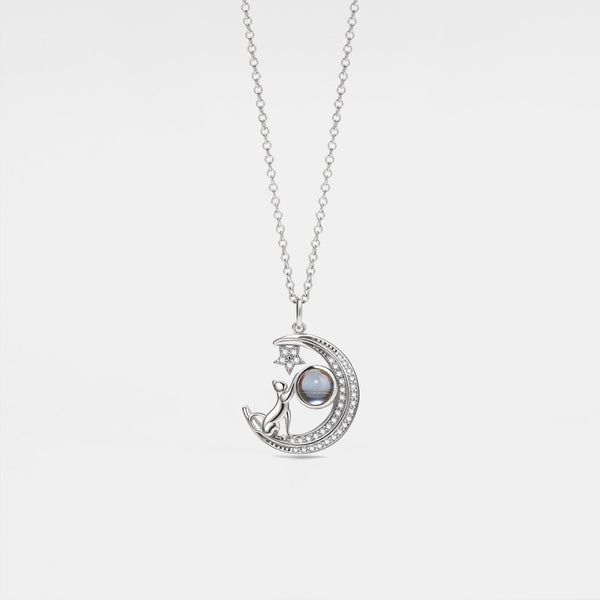 Cat Moon Photo Projection Necklace