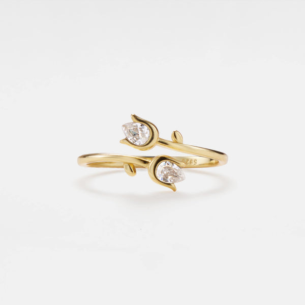 Tulip Flower Stacking Bypass Ring